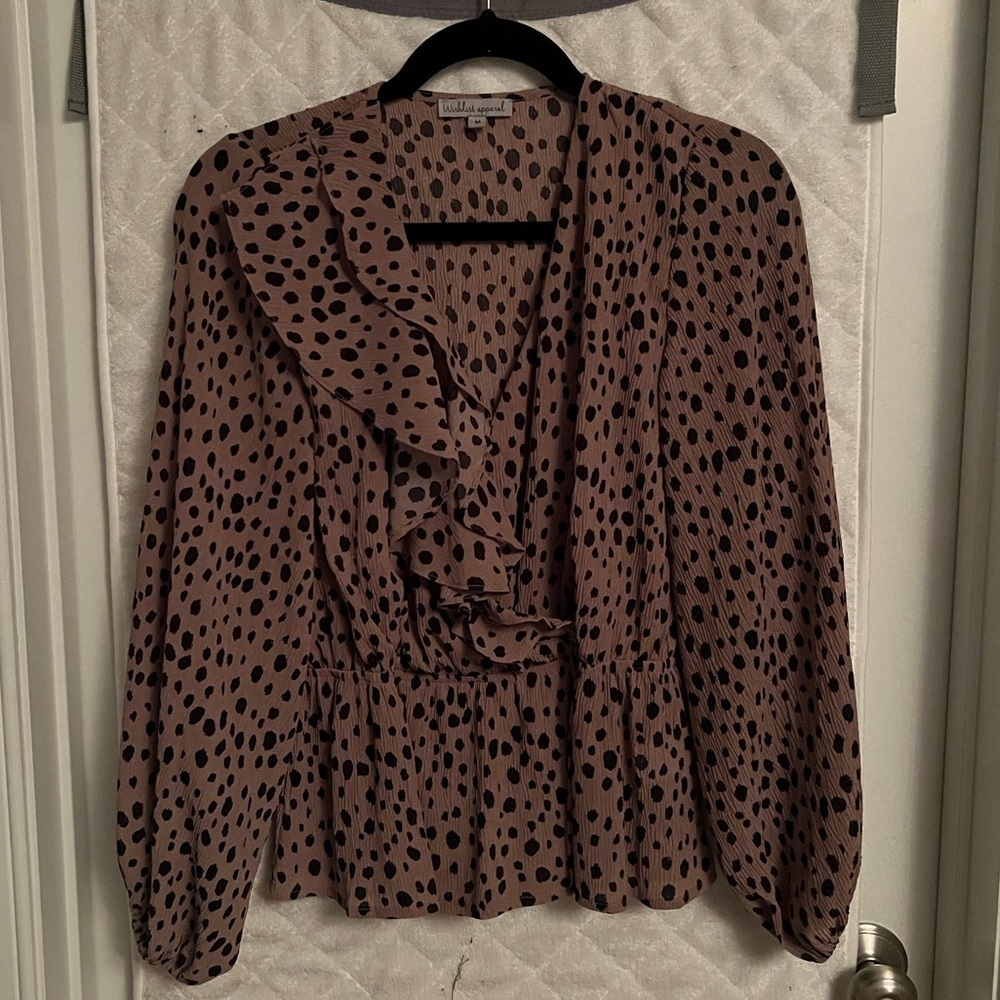 LIKE NEW Wishlist Ruffle Peplum Blouse-Lavender - Picture 2 of 6